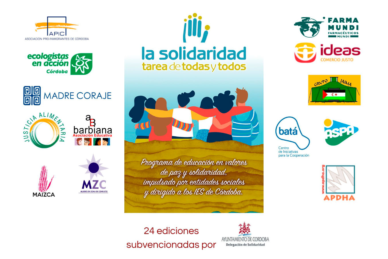 Cartel para mesa experiencias en la Universidad de Córdoba con los logotipos de las asociaciones